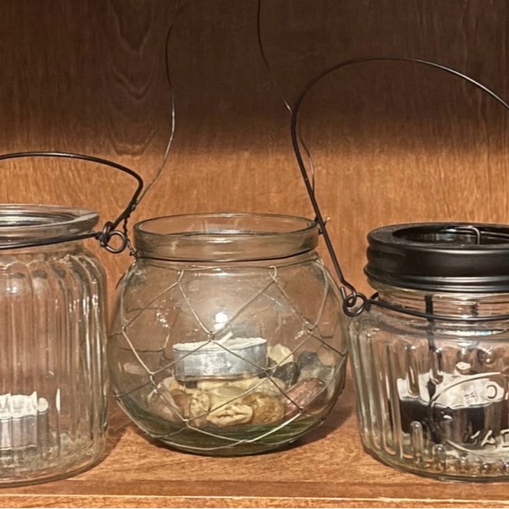 Glass Lantern Candle Holders Set